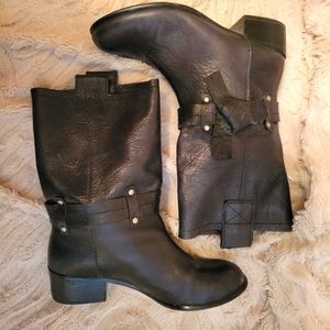 Rosegold Black Leather Boots